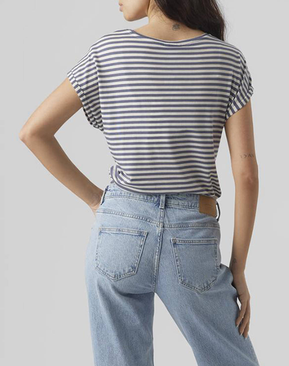 VERO MODA VMAVA PLAIN SS TOP STRIPE GA JRS NOOS