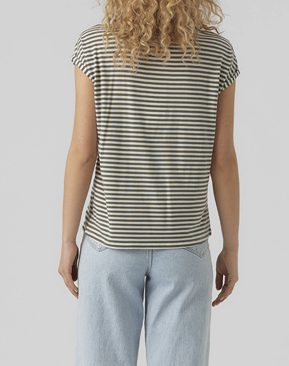 VERO MODA VMAVA PLAIN SS TOP STRIPE GA JRS NOOS