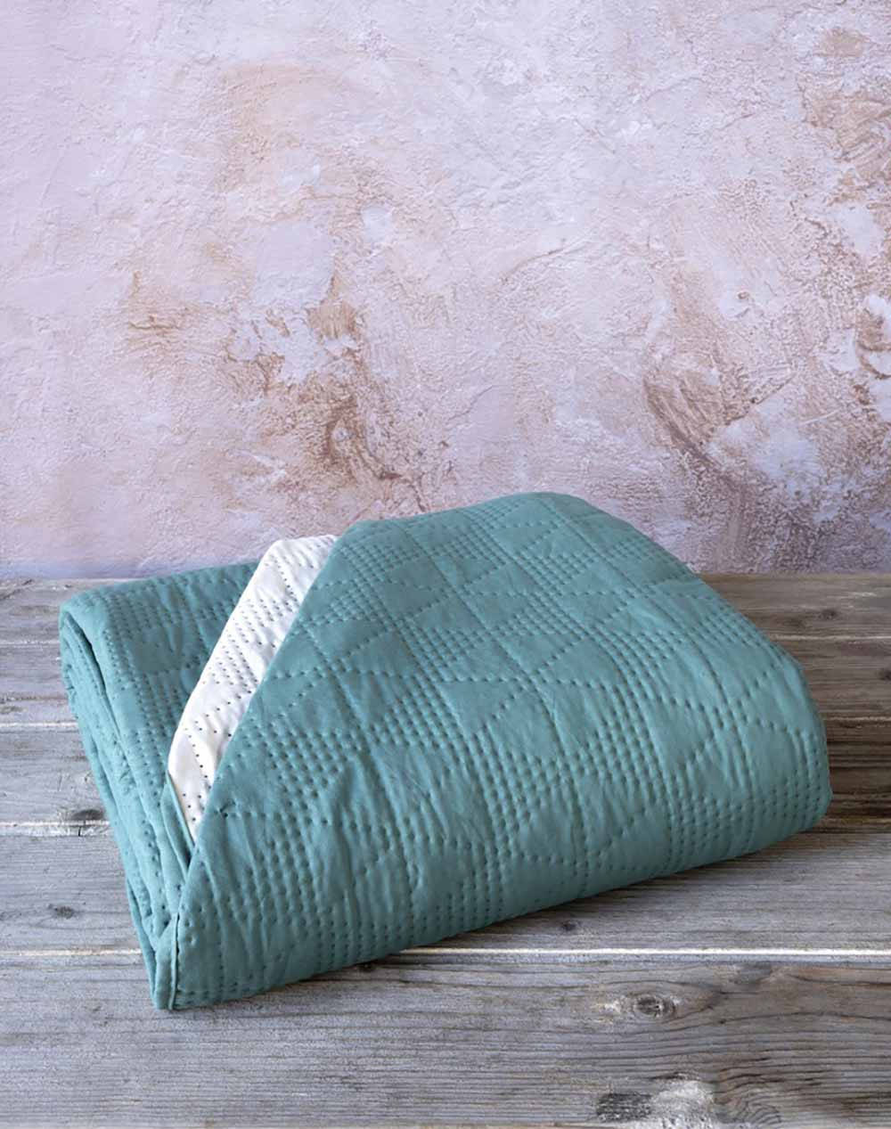 NIMA Husa de canapea pat dublu 220x240 - Armon Jungle Green/Light Beige