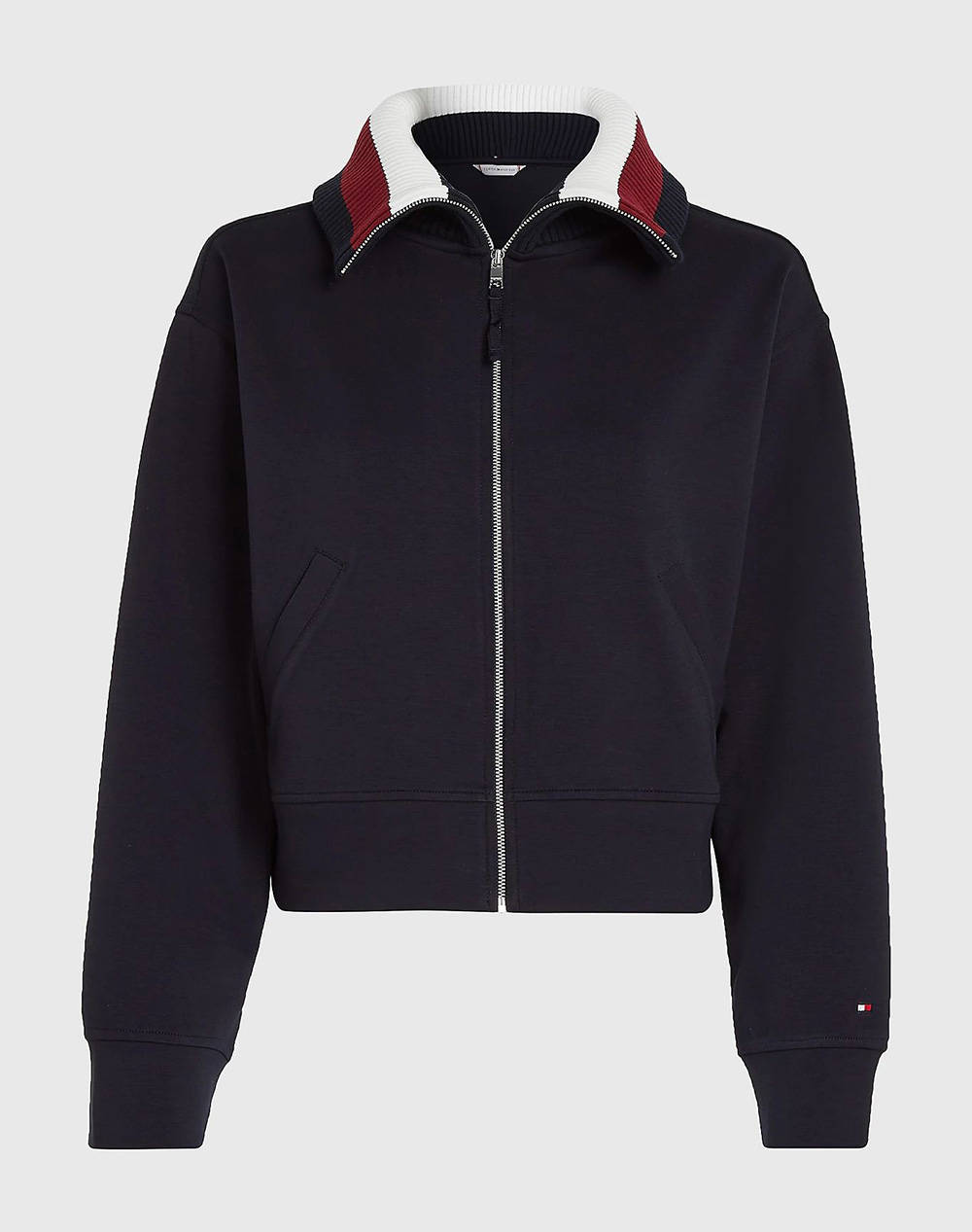 TOMMY HILFIGER REG SPLIT GLOBAL STRIPE ZIP UP