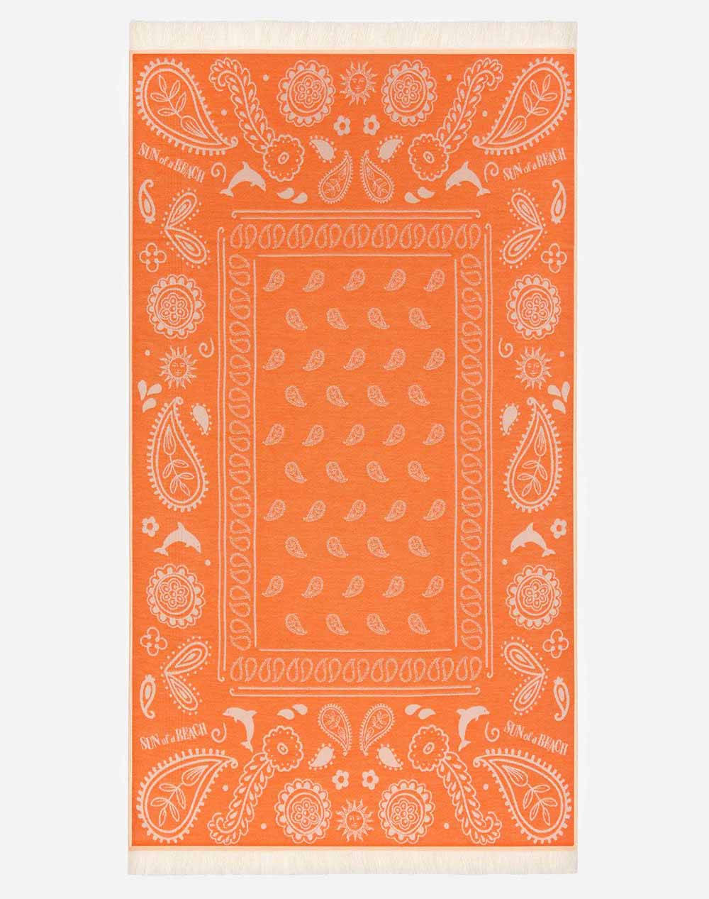 SUN OF A BEACH Bandana Orange | Feather Beach Towel (Dimensiuni: 95 x 160 cm.)