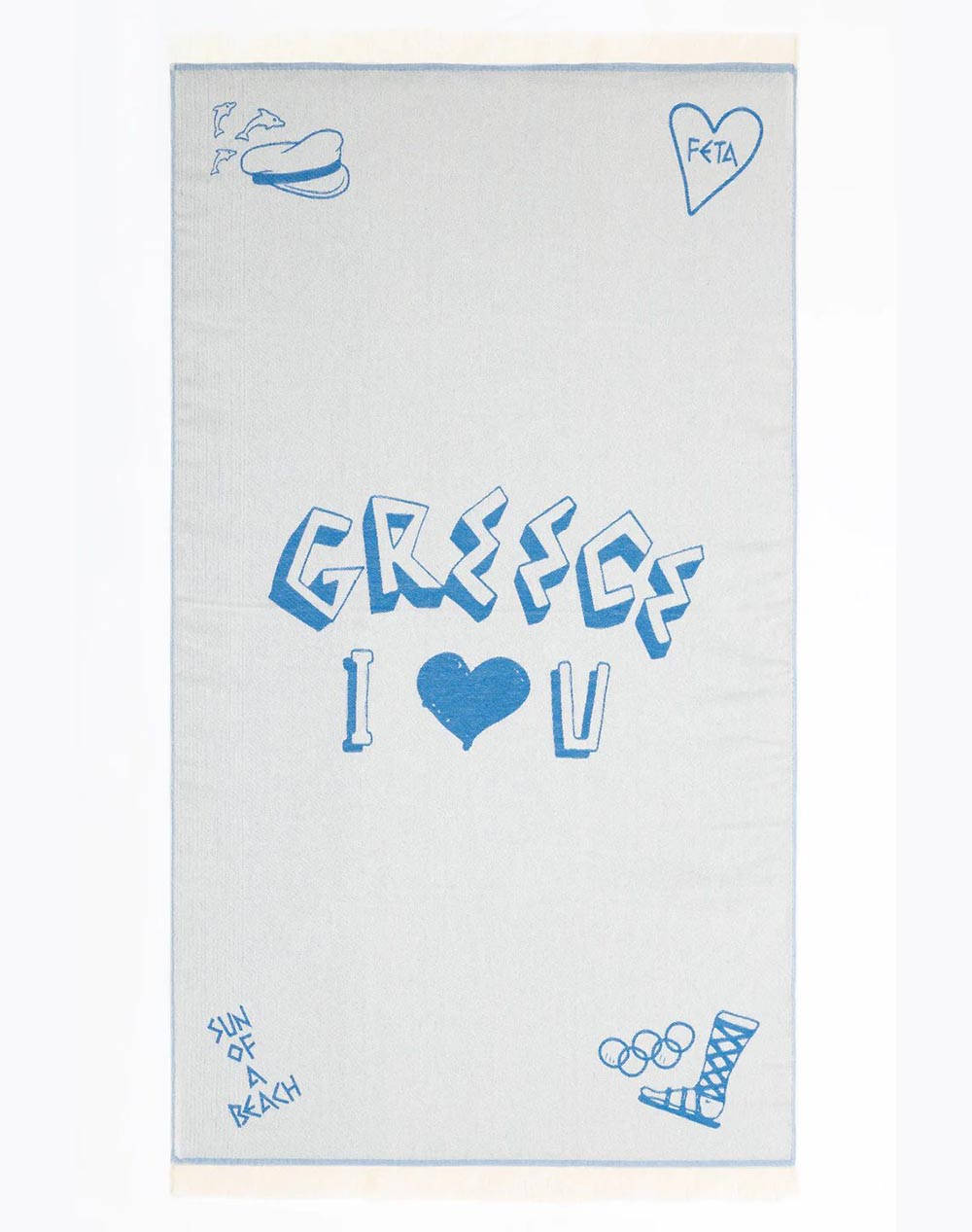 SUN OF A BEACH Greek Lover Bright Blue | Feather Beach Towel (Dimensiuni: 95 x 160 cm.)