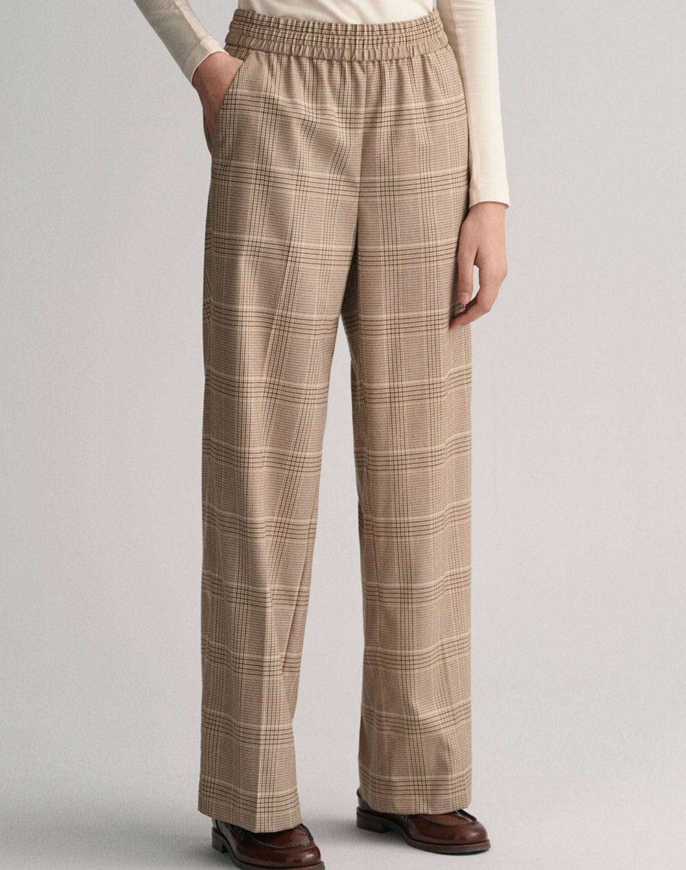 GANT PANTALONI RELAXED CHECKED PULL ON PANTS