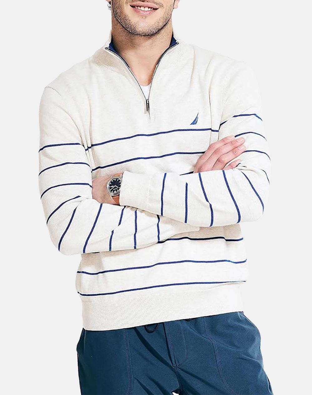 NAUTICA BLUZA TRICOTATA NAVTECH STRIPED 1/4 ZIP (12GG)