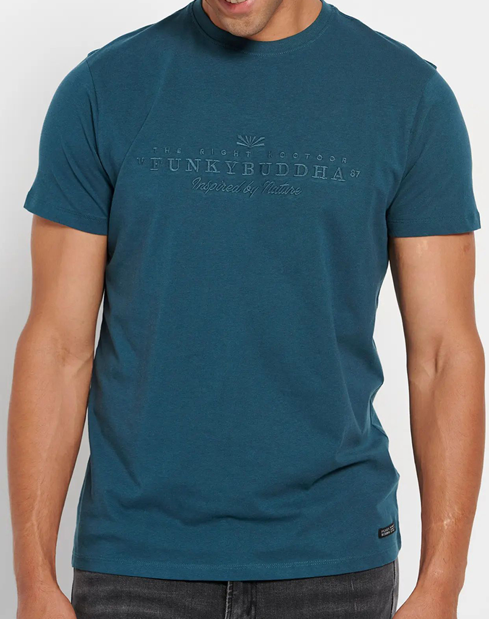 FUNKY BUDDHA T-shirt cu model brodat pe piept