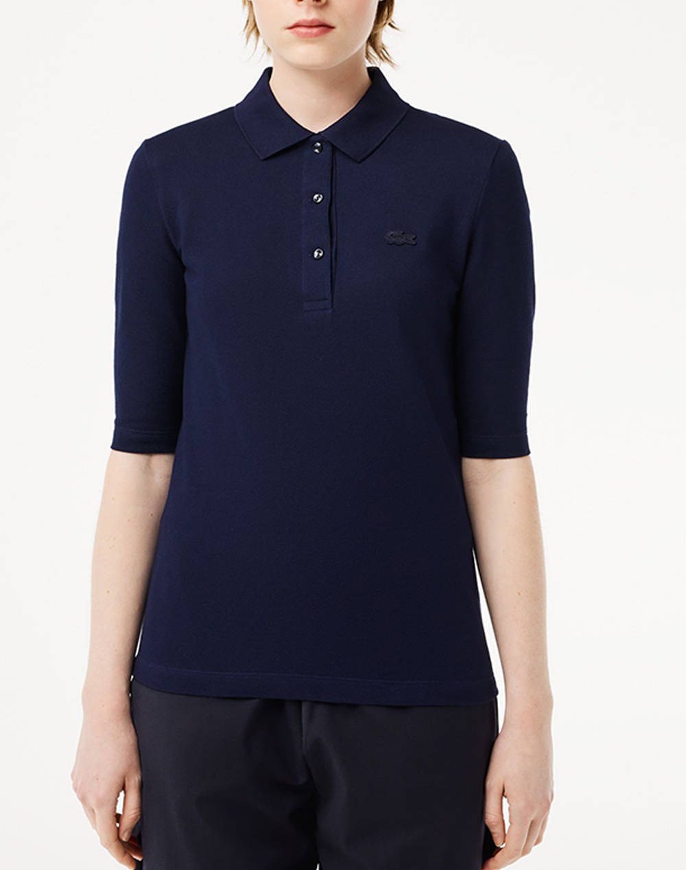 LACOSTE BLUZA SHORT SLEEVED RIBBED COLLAR SHIRT