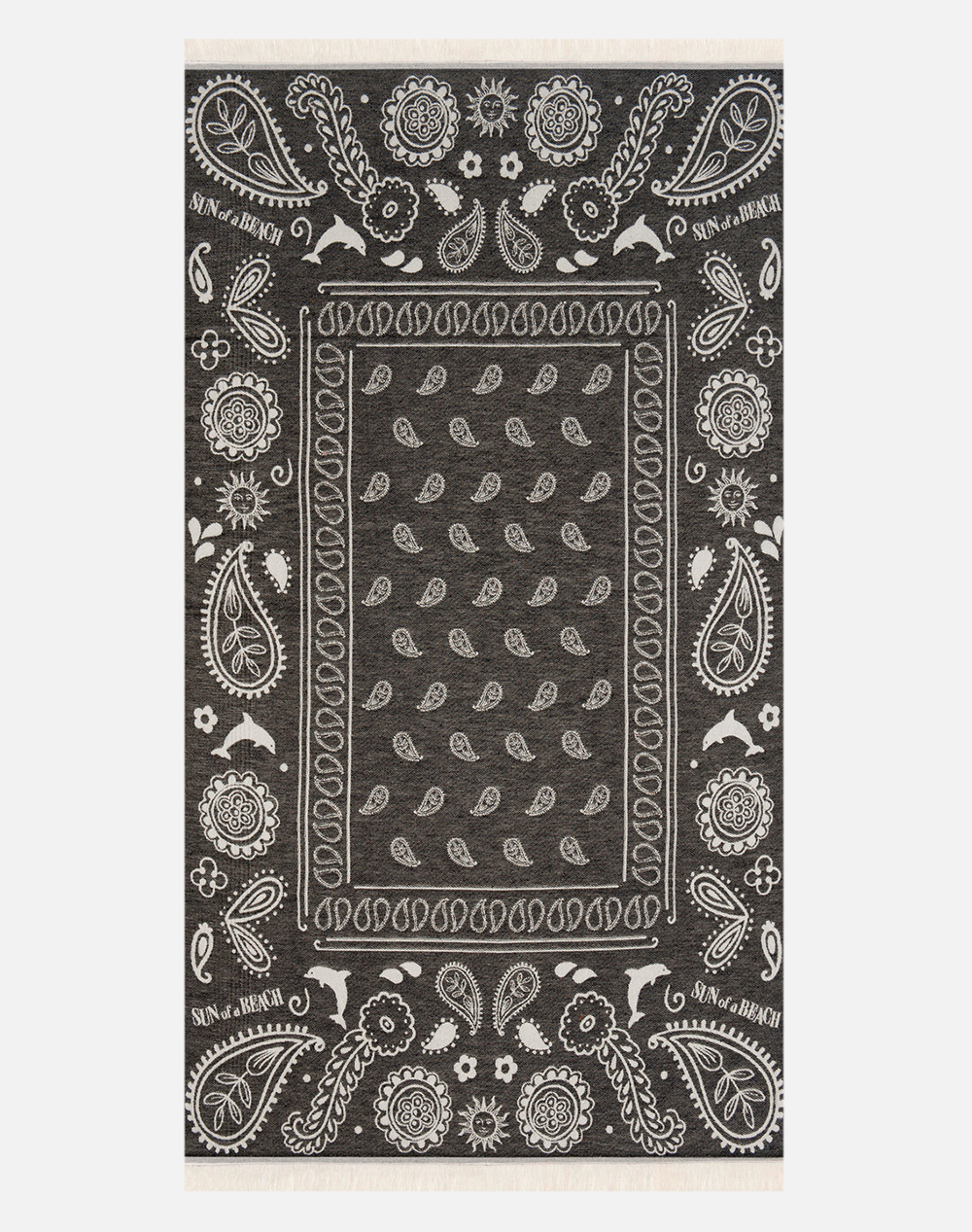 SUN OF A BEACH Bandana Black | Feather Beach Towel (Dimensiuni: 95 x 160 cm.)