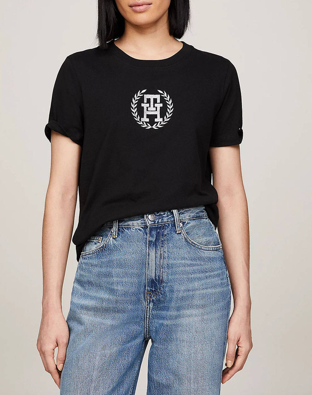 TOMMY HILFIGER REG IMD SLVR LAUREL TEE