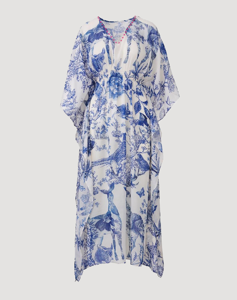 AMOR FOREST BLUE AND WHITE PRINT DRESS