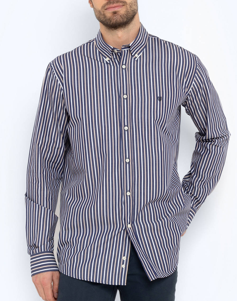 THE BOSTONIANS CAMASA ACORN POPLIN REGULAR FIT Stripe POPLIN Button-down Regular Fit