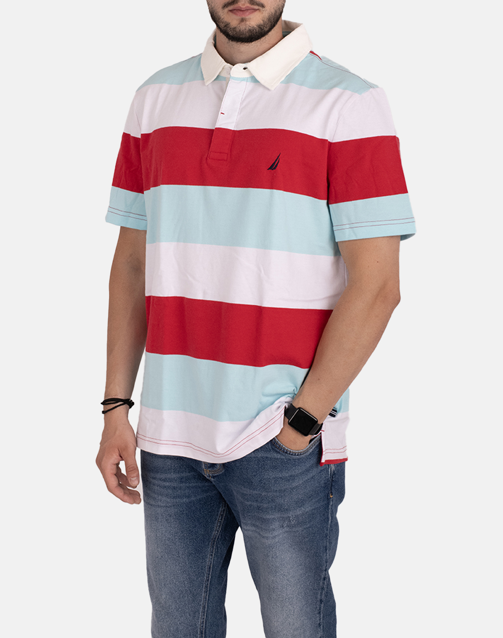 NAUTICA BLUZA POLO KM SS STRIPED RUGBY POLO_SUSTAINABLE SS STRIPED RUGBY POLO_SUSTAINABLE