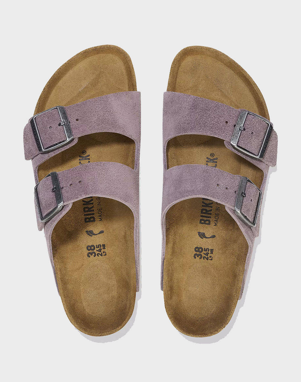 BIRKENSTOCK LEATHER ARIZONA LEVE FADED PURPLE 35 - 46 NARROW SEASONAL CLASSIC ADULTS LEA INCALTAMINTE UNISEX