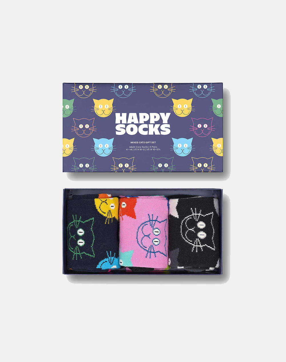 HAPPY SOCKS 3-Pack Mixed Cat Socks Gift Set