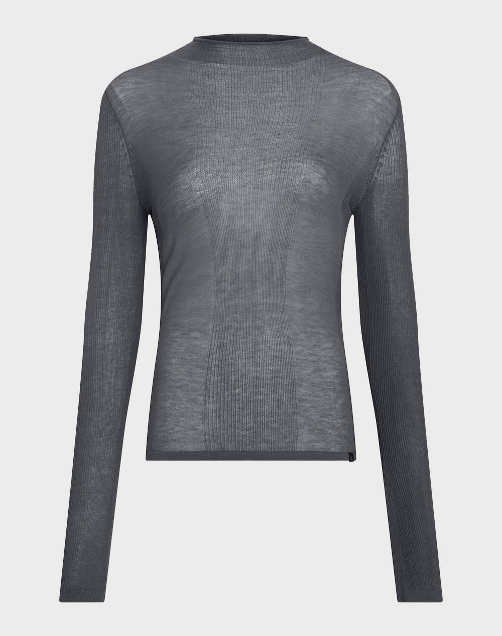 CALVIN KLEIN MIXED SHEER RIB LS SWEATER TOP