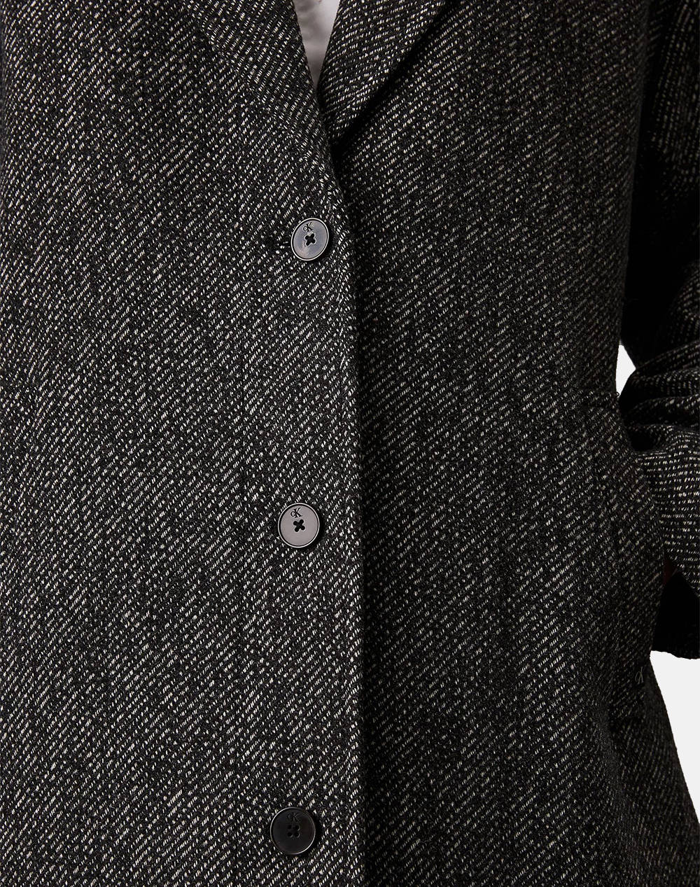 CALVIN KLEIN MELANGE LONG WOOL COAT