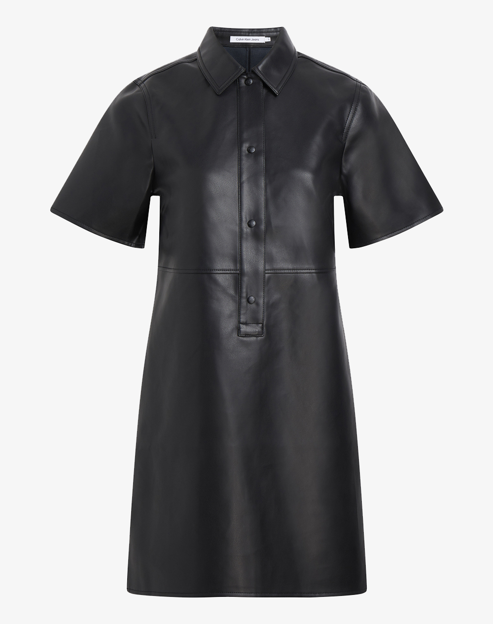 CALVIN KLEIN FAUX LEATHER SHORT SLEEVE DRESS