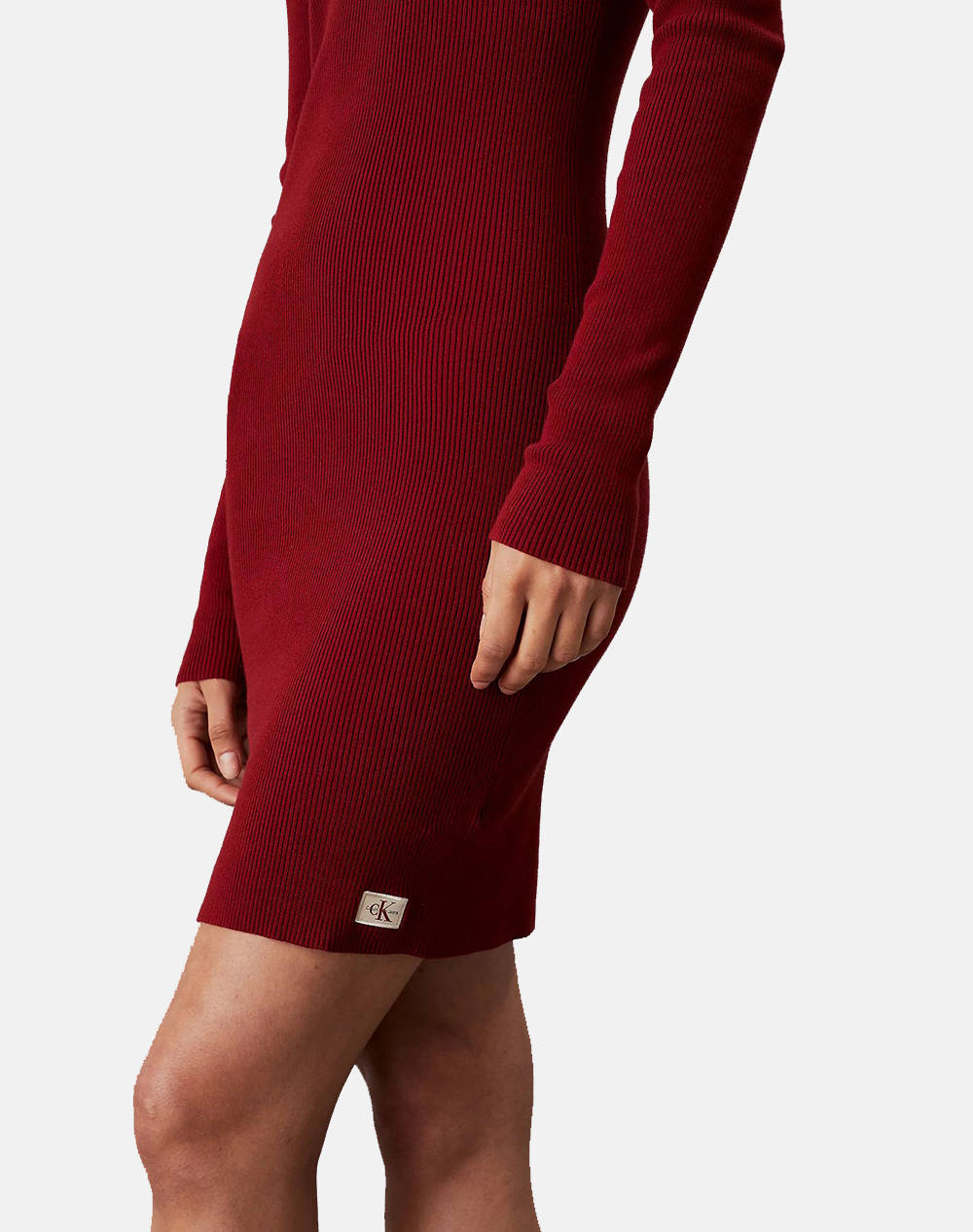 CALVIN KLEIN WOVEN LABEL TIGHT SWEATER DRESS