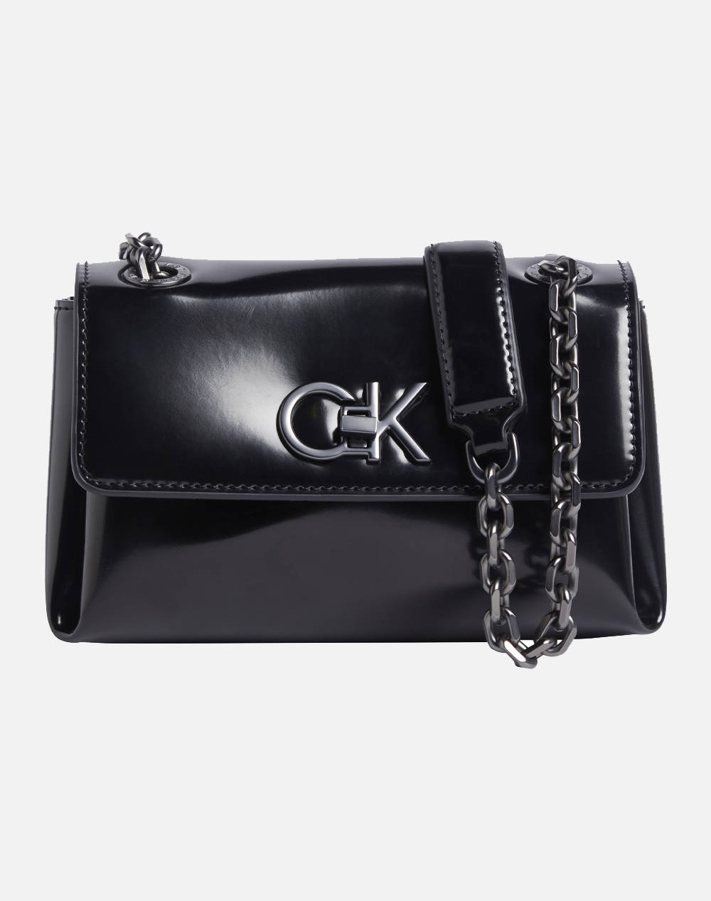 CALVIN KLEIN RE-LOCK SM SHOULDER BAG_SHINY (Dimensiuni: 17 x 13 x 4 cm.)