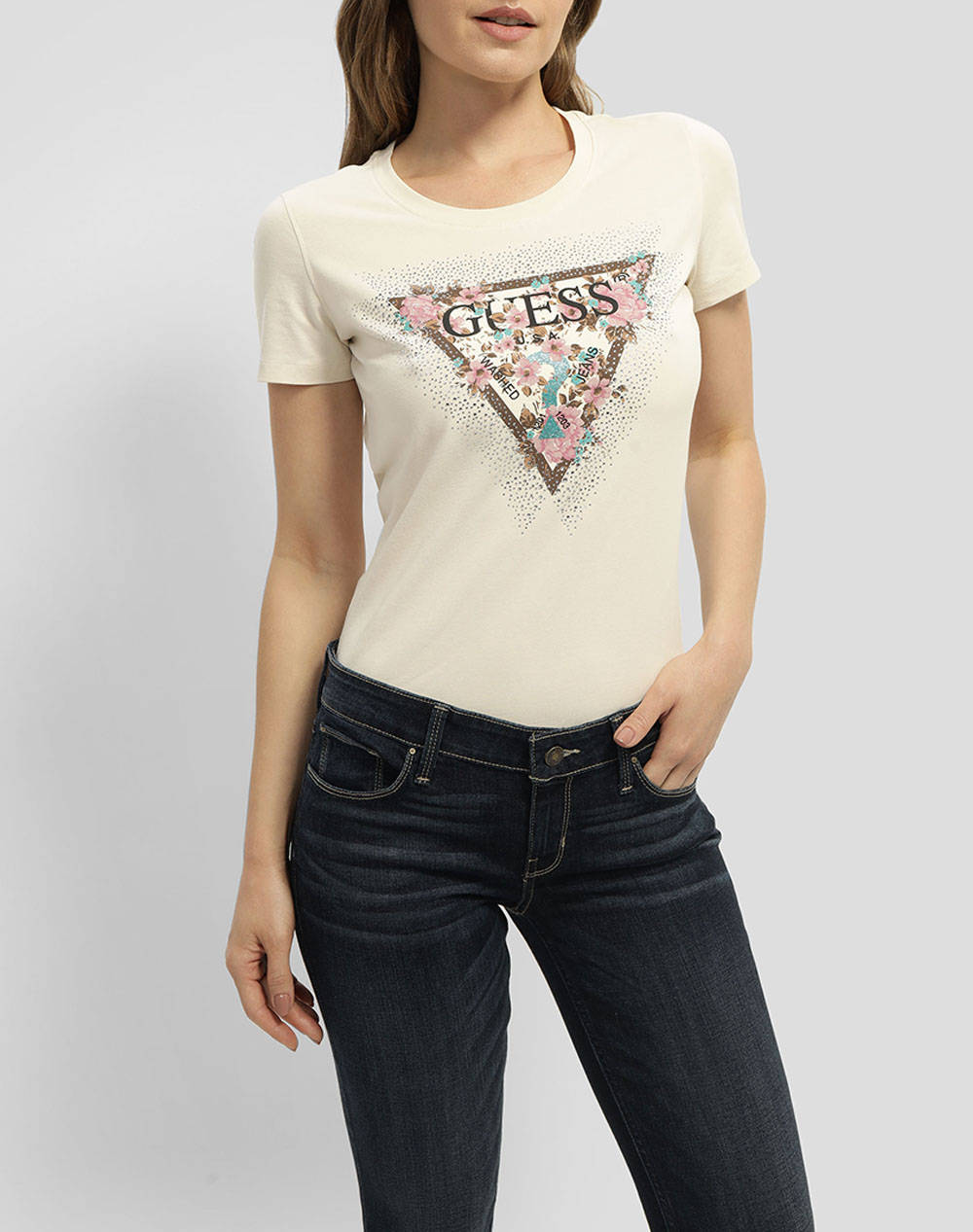 GUESS SS CN CHERRY FLOWER TEE BLUZA DE DAMA