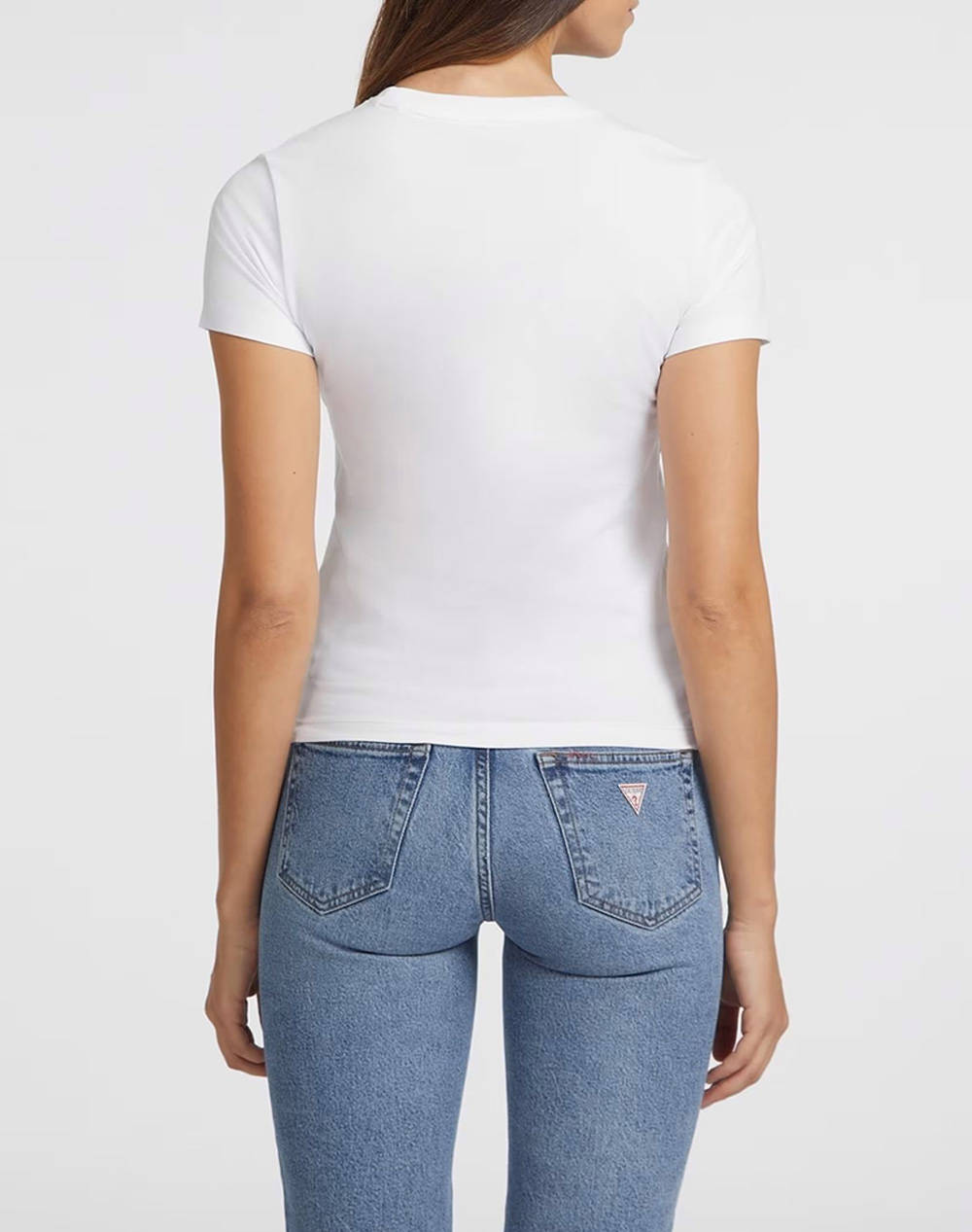 GUESS JEANS GJ SS CN SLIM LOGO P - MID ORGANIC STRETCH JERSEY 180 BLUZA W