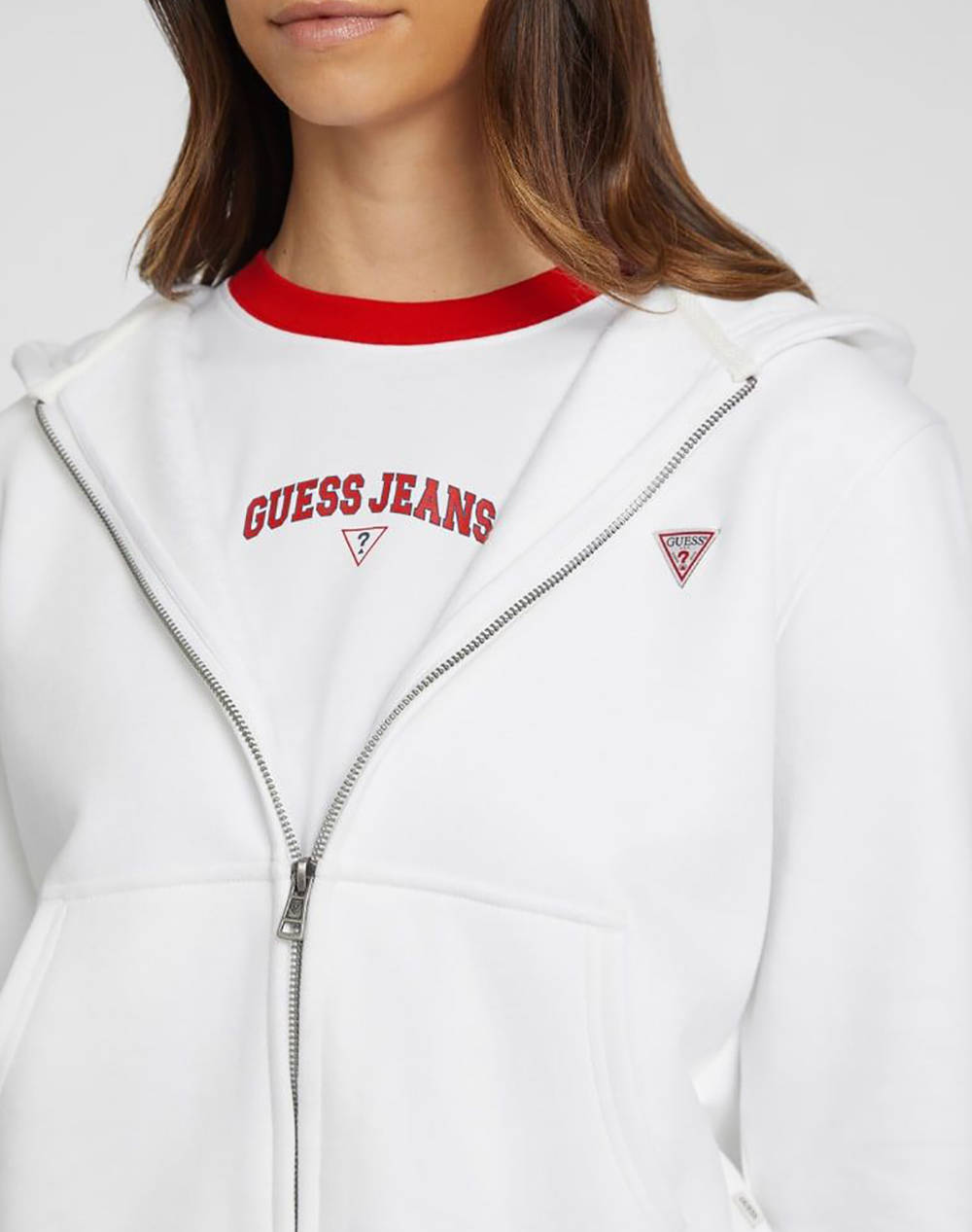 GUESS JEANS GJ ZIP HOOD REG MINI - ORGANIC CO/PL SOFT FLEECE 350 HANORAC W