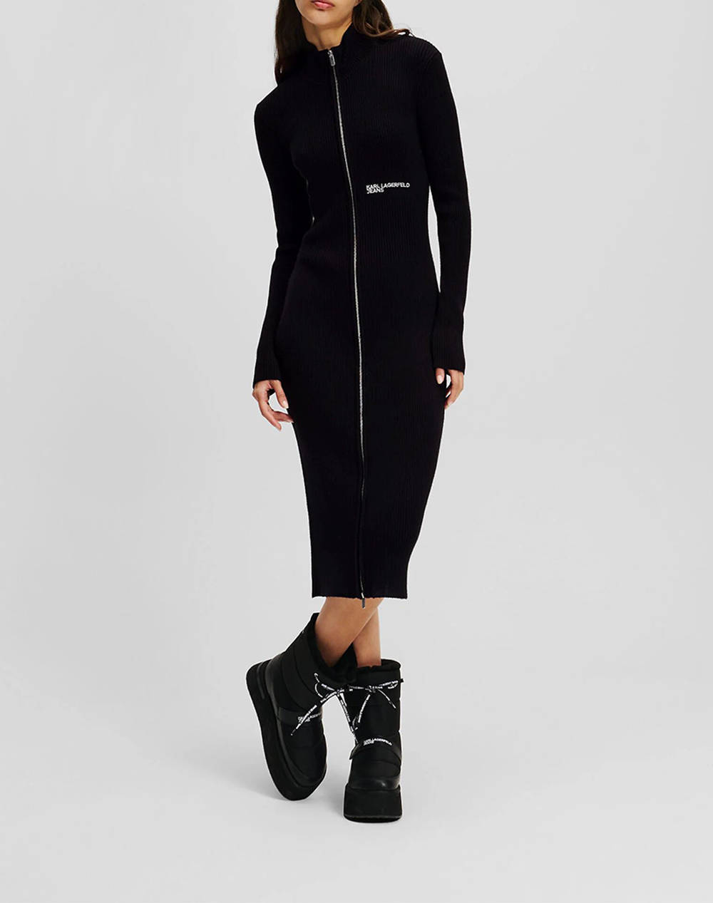 KARL LAGERFELD JEANS KLJ LSLV KNITTED ZIP DRESS