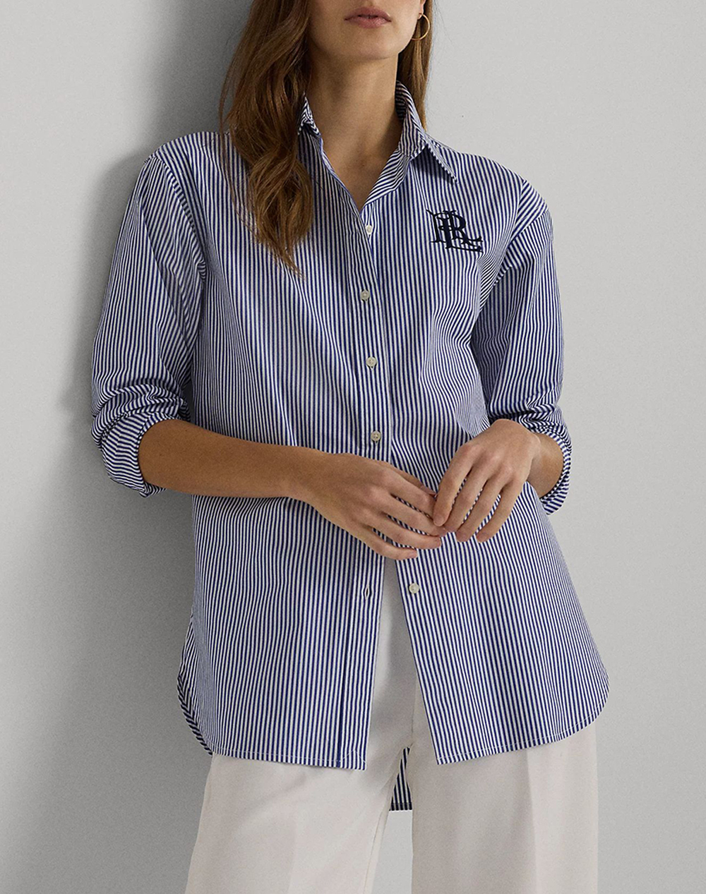 LAUREN LALPH LAUREN KOTTA-LONG SLEEVE-BUTTON FRONT SHIRT