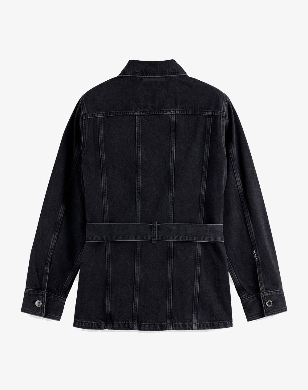 SCOTCH&SODA WORKED OUT BLACK CARGO DENIM JACKET WITH BELT