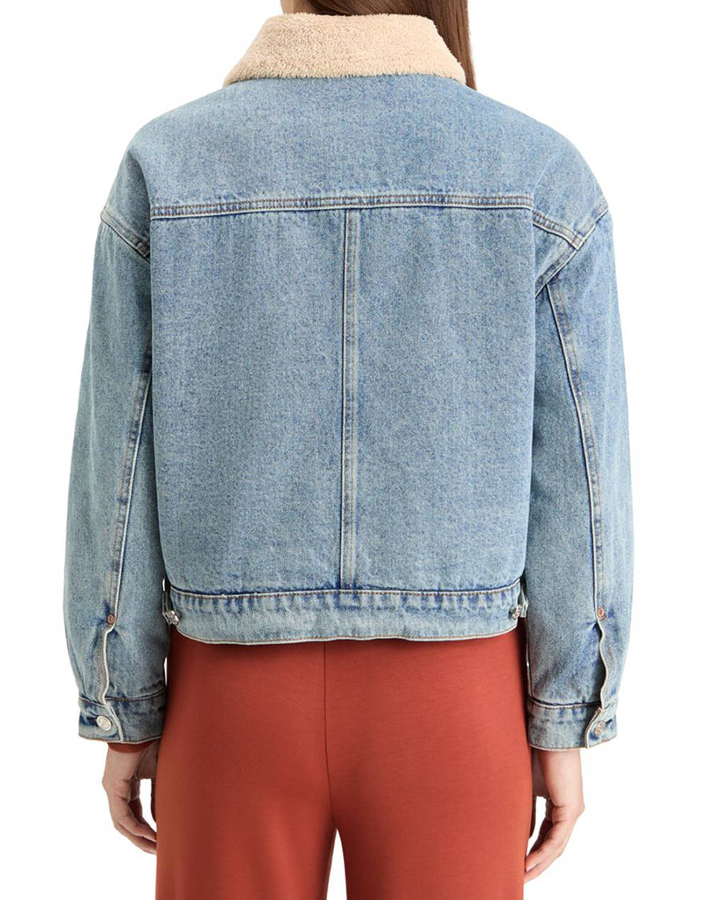 SCOTCH&SODA WASHED DENIM JACKET WITH SHERPA DETAILS