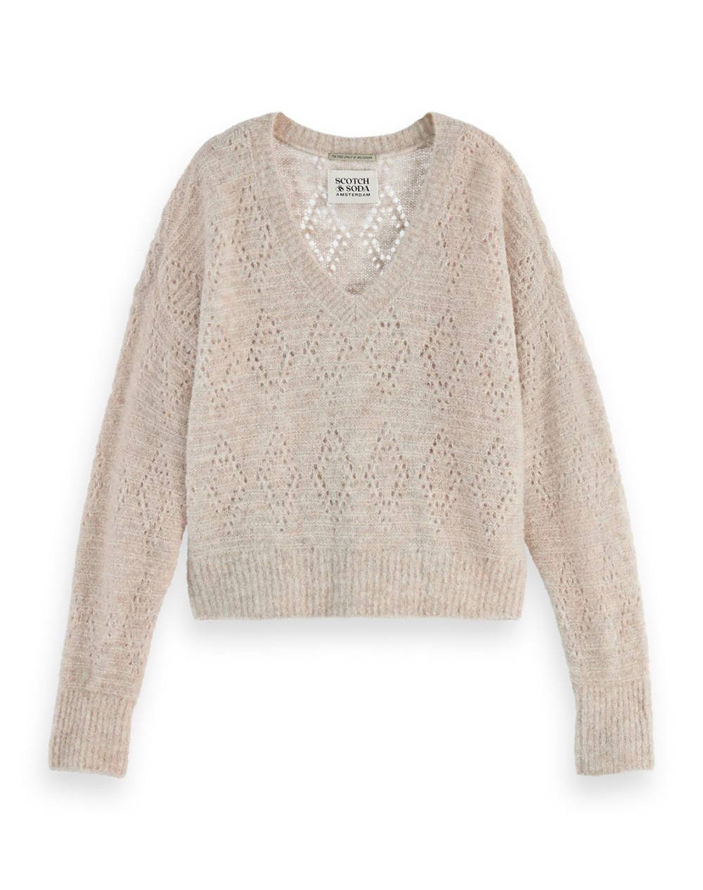 SCOTCH&SODA BOUCLE V-NECK RELAXED PULLOVER