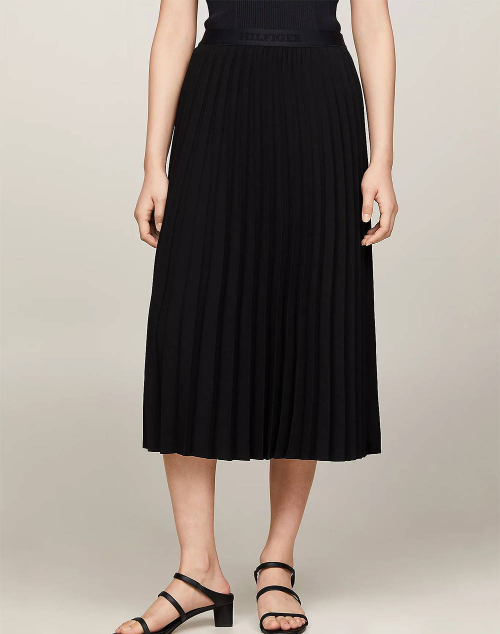 TOMMY HILFIGER FLUID TWILL PLEATED MIDI SKIRT