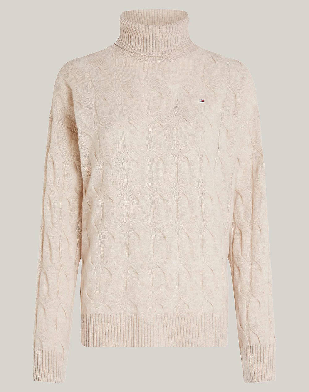 TOMMY HILFIGER SOFT WOOL CABLE ROLL-NK SWEATER