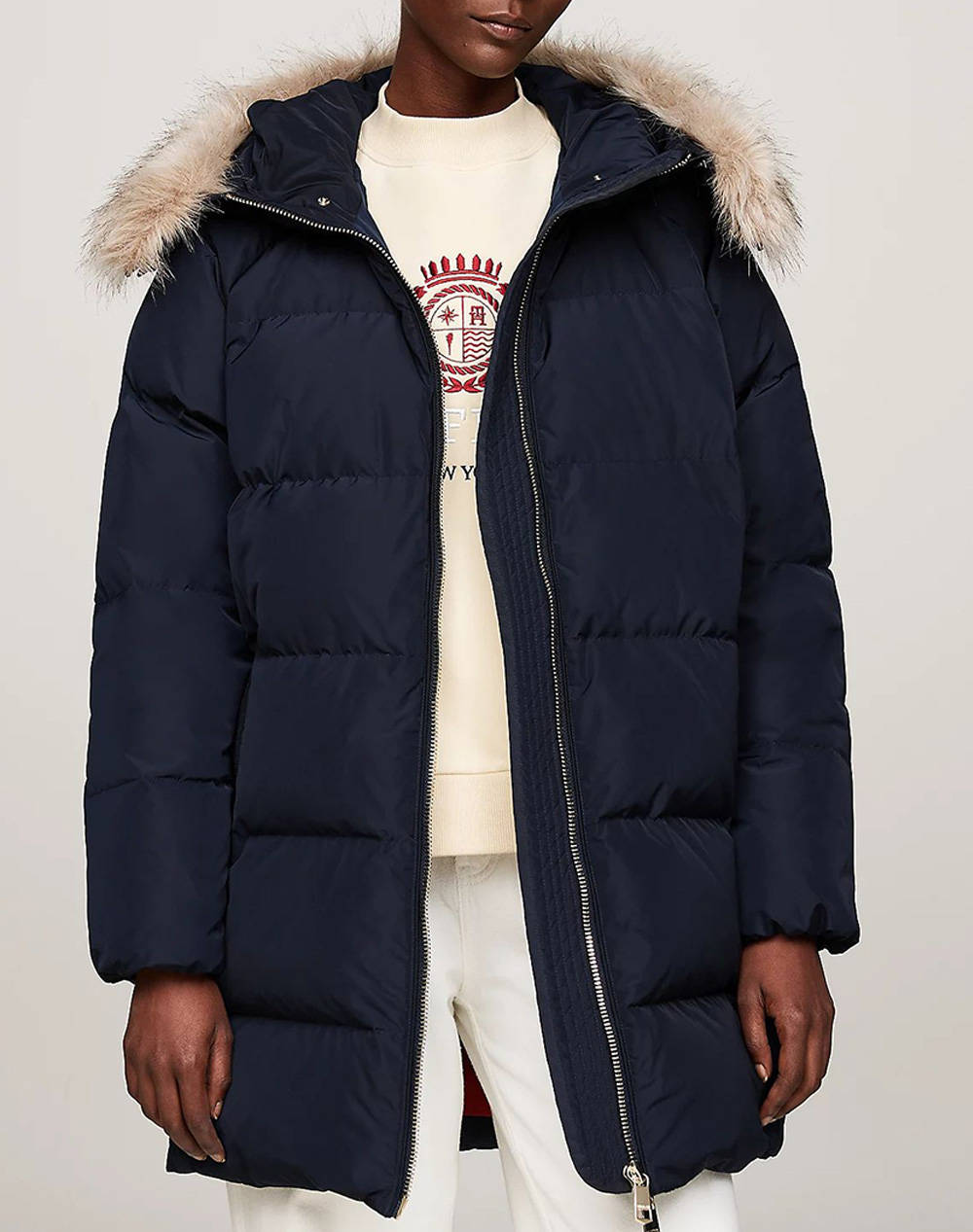 TOMMY HILFIGER MW DOWN REG COAT WITH FUR