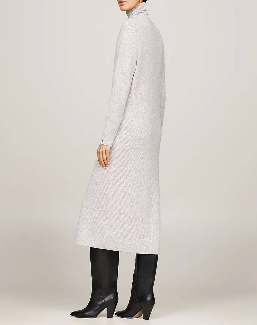 TOMMY HILFIGER WOOL CASH ROLL-NK LONG DRESS