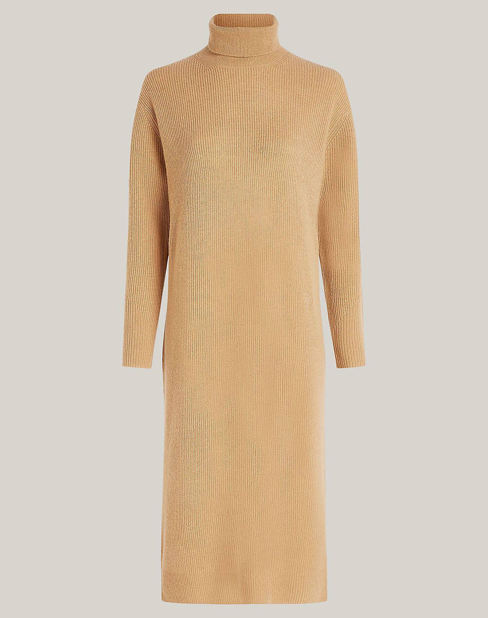 TOMMY HILFIGER WOOL CASH ROLL-NK LONG DRESS