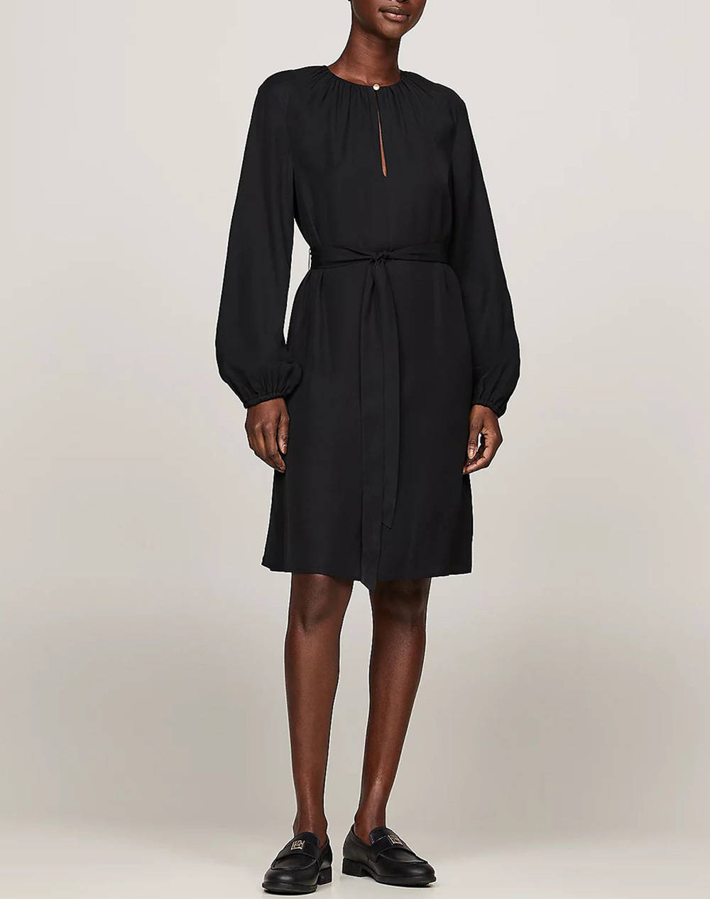 TOMMY HILFIGER FLUID VIS GATHERED BELTED DRESS