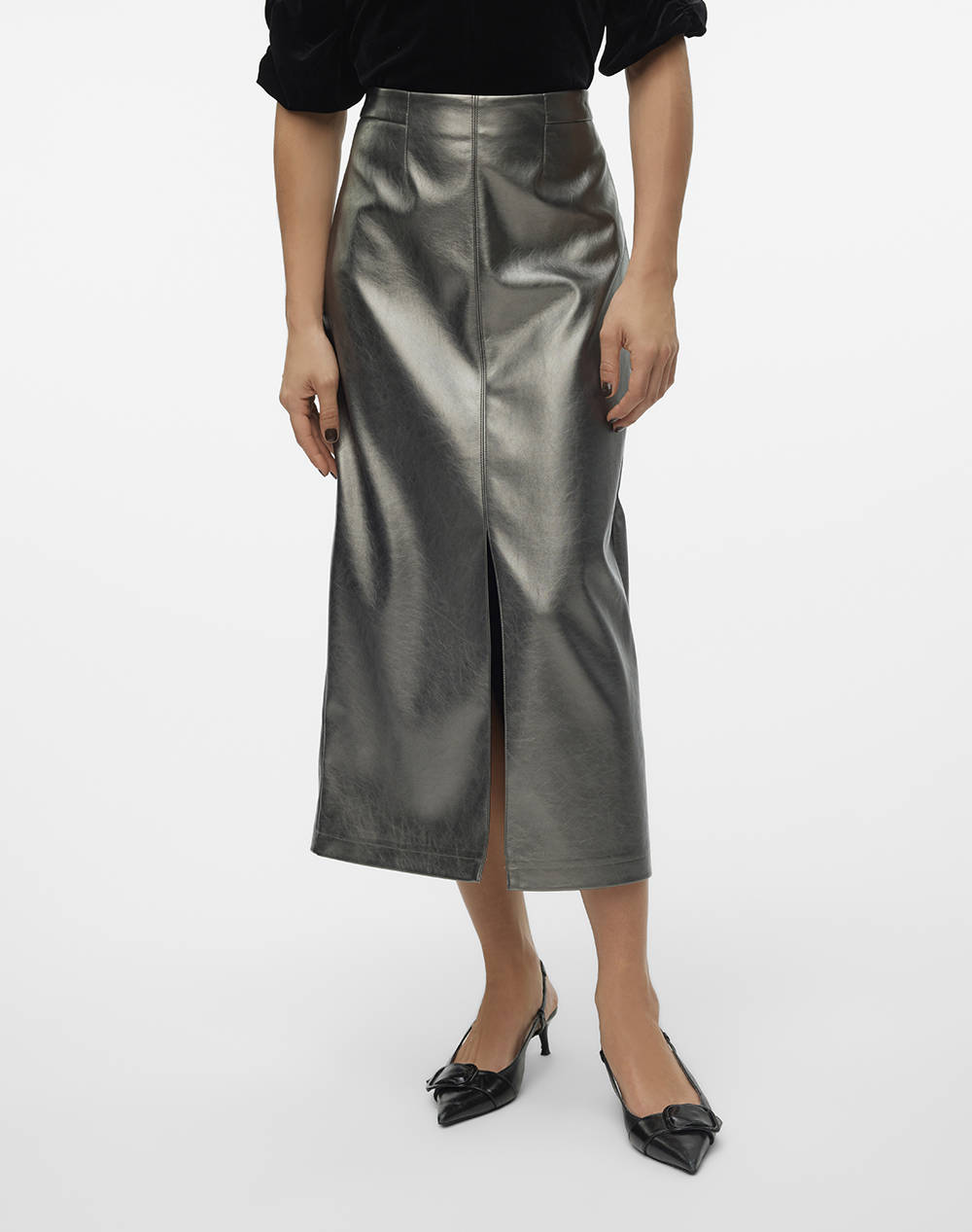 VERO MODA VMCAMILLA COATED MIDI SKIRT