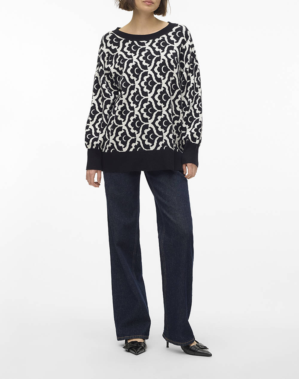 VERO MODA VMNANCY LS O-NECK LONG PULLOVER BOO