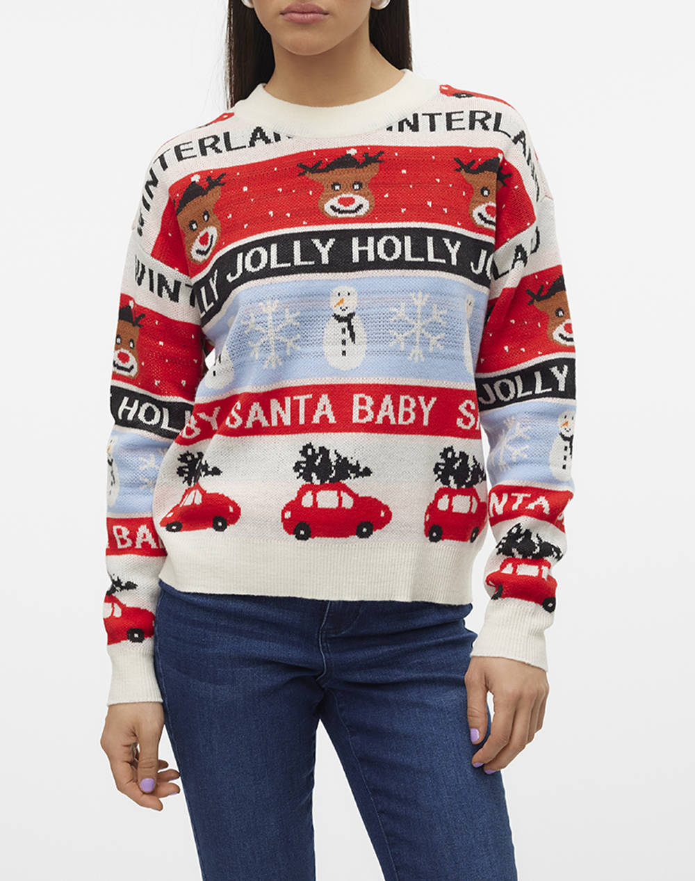 VERO MODA VMHOLLY JOLLYFLAKES LS O-NECK PULL.XMAS