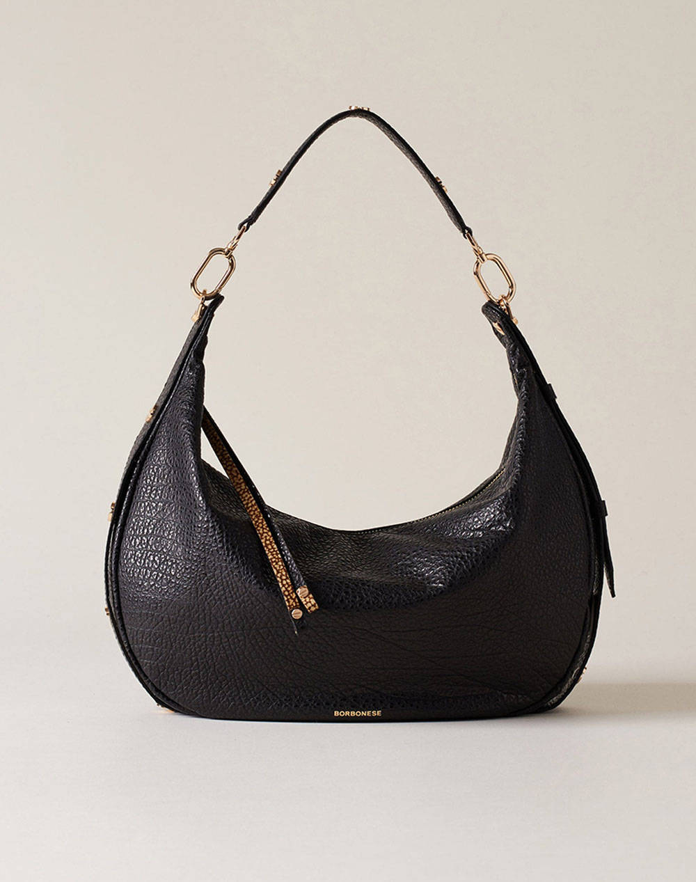 BORBONESE BORBONESE HOBO BAG LEATHER,PL ITAL.ORIGIN (Dimensiuni: 36 x 22 x 9 cm.)