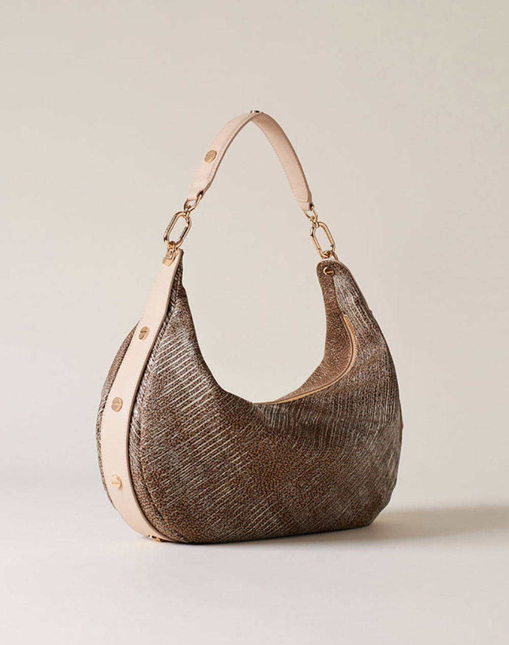 BORBONESE BORBONESE HOBO BAG PE,PL,AF,LEATHER ITAL.ORIGIN (Dimensiuni: 36 x 22 x 7 cm.)