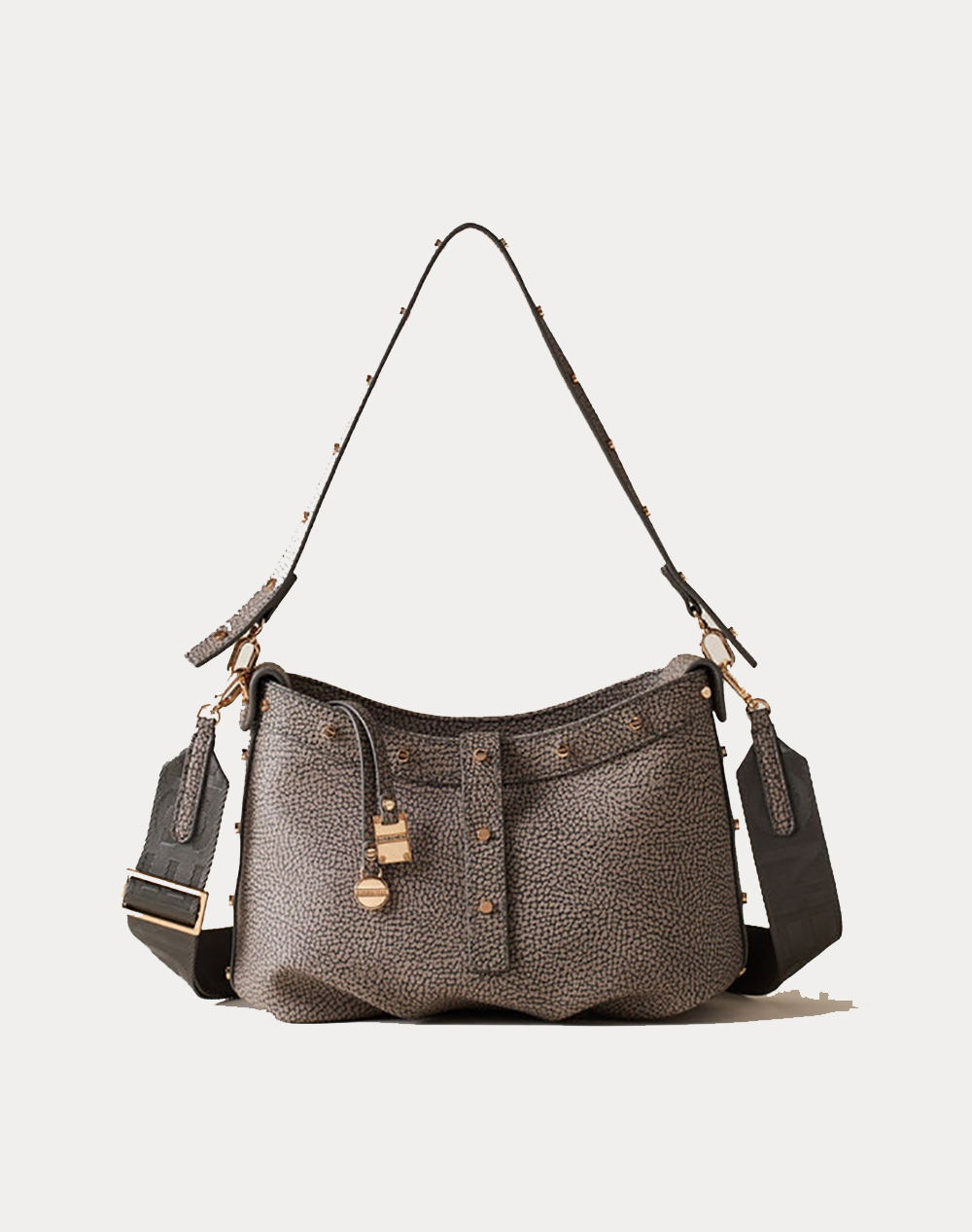 BORBONESE BORBONESE HOBO BAG PE,PL,AF,LEATHER ITAL.ORIGIN (Dimensiuni: 26 x 18 x 9 cm.)