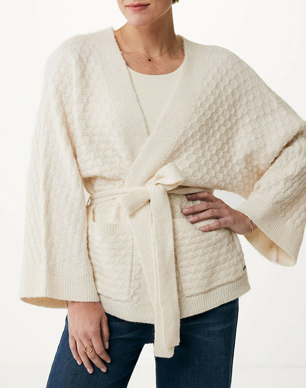 MEXX Knitted kimono cardigan with belt