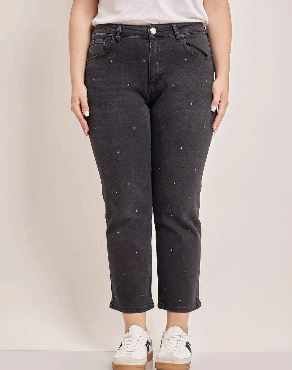 PARABITA Pantaloni jean Straight fit cu strass