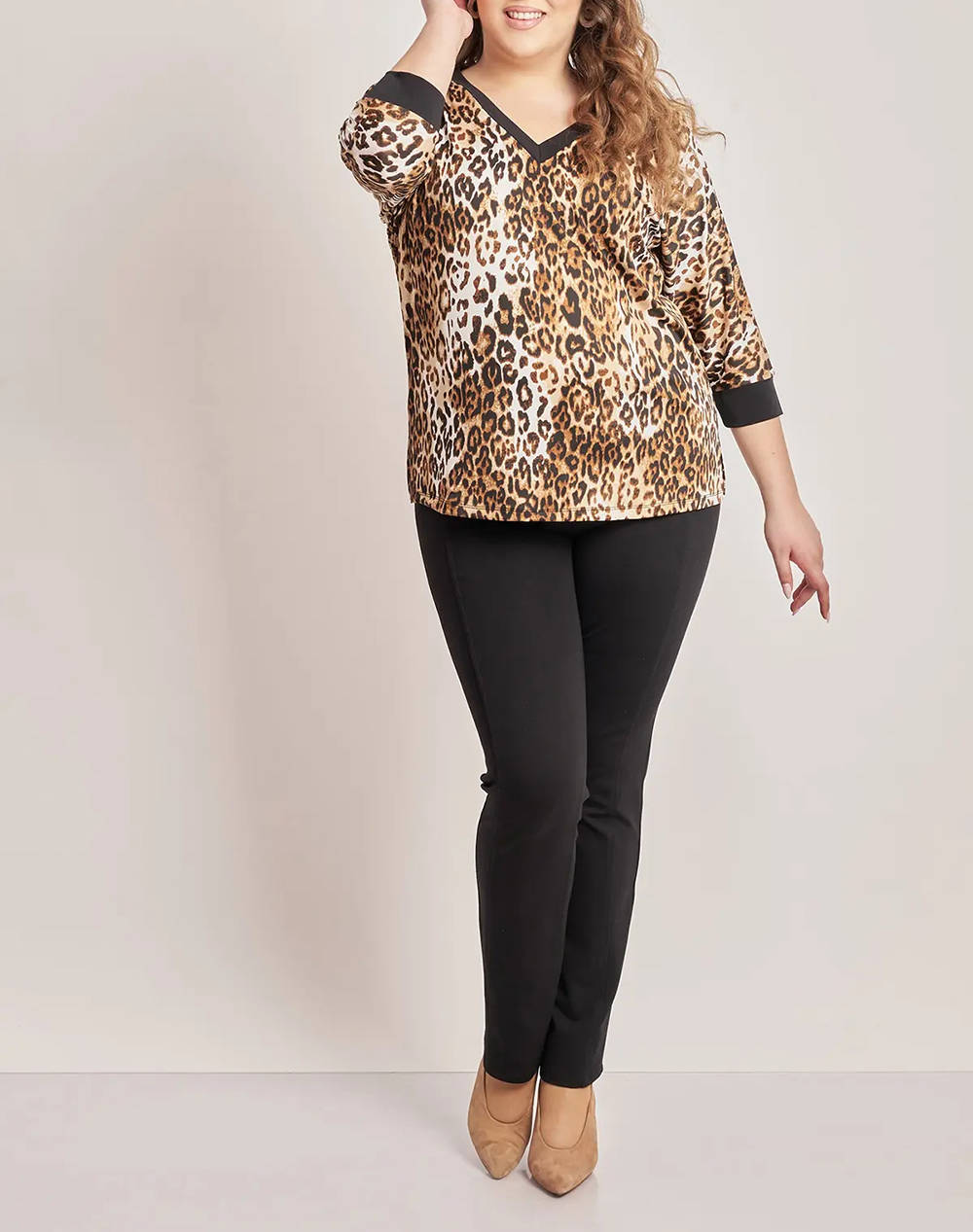 PARABITA Bluza imprimata animal print monocroma