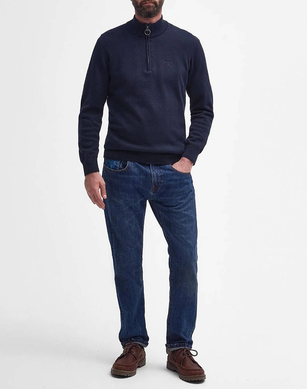 BARBOUR PIMA COTTON HALF ZIP KNITTED JUMPER TRICOTAT