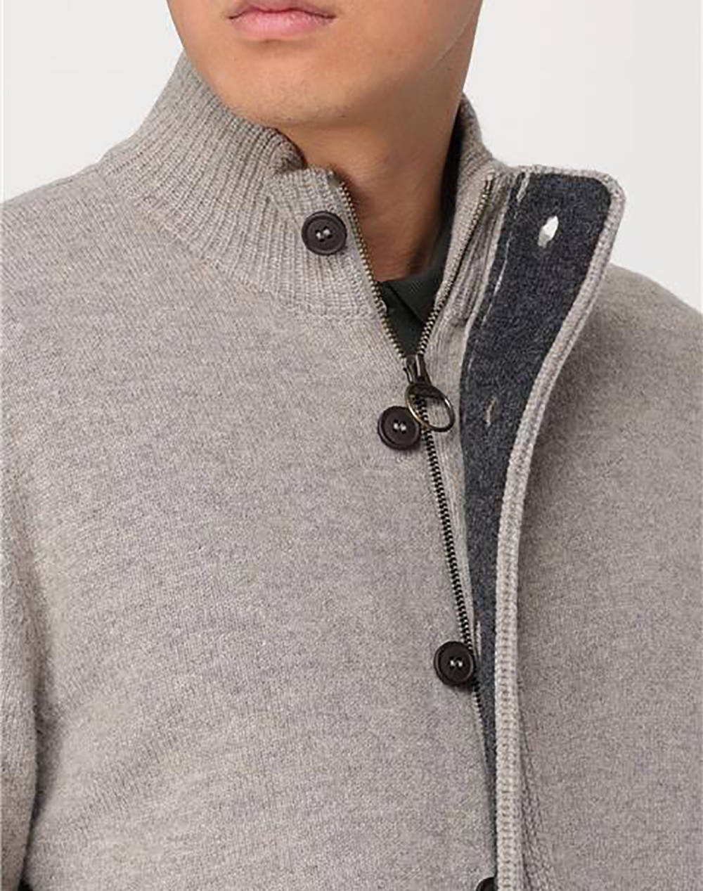 BARBOUR ESSENTIAL PATCH ZIP THROUGH KNITTED JUMPER