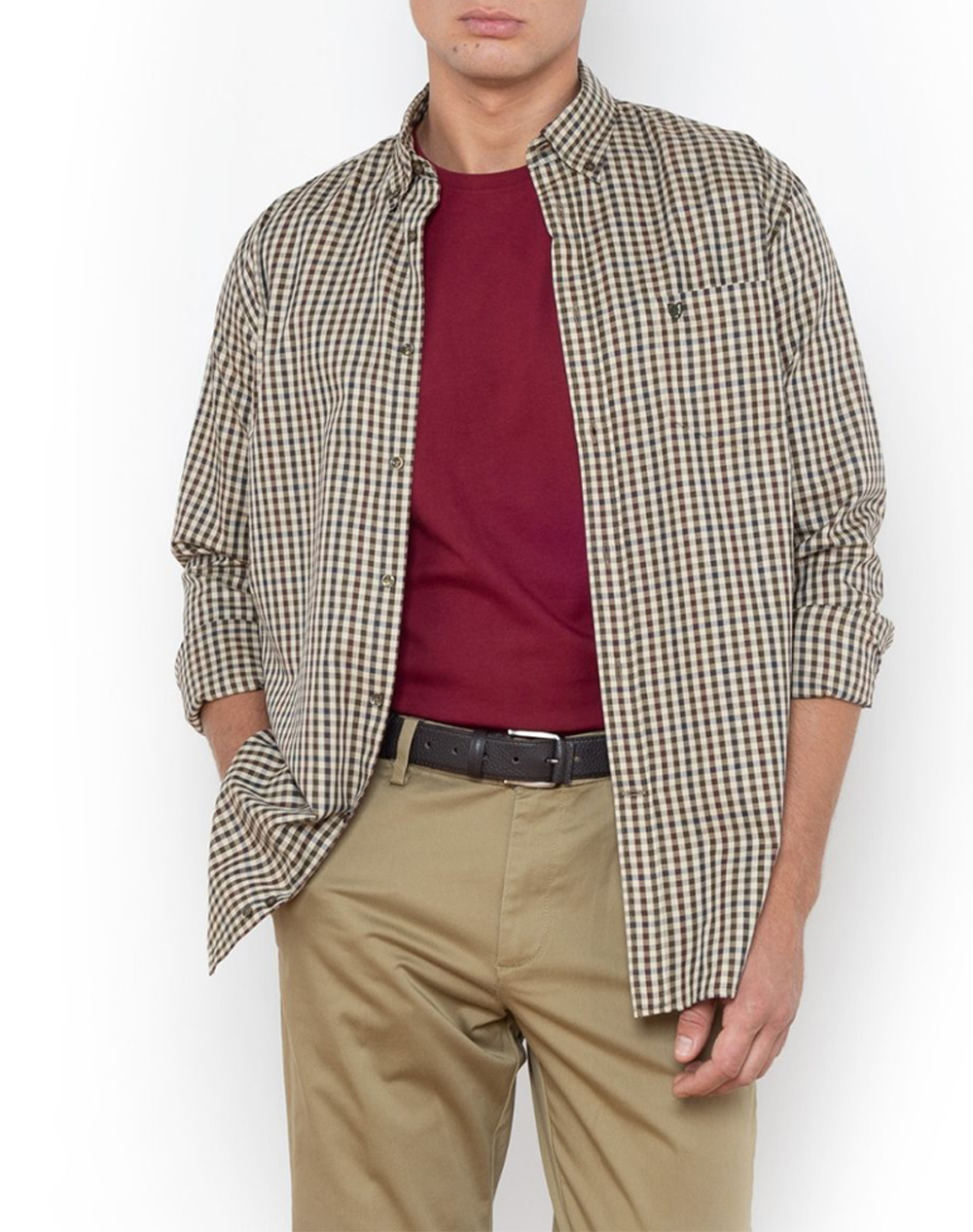 THE BOSTONIANS CAMASA MAVERICK TWILL REGULAR FIT MedCheck TWILL Button-down Regular FIT