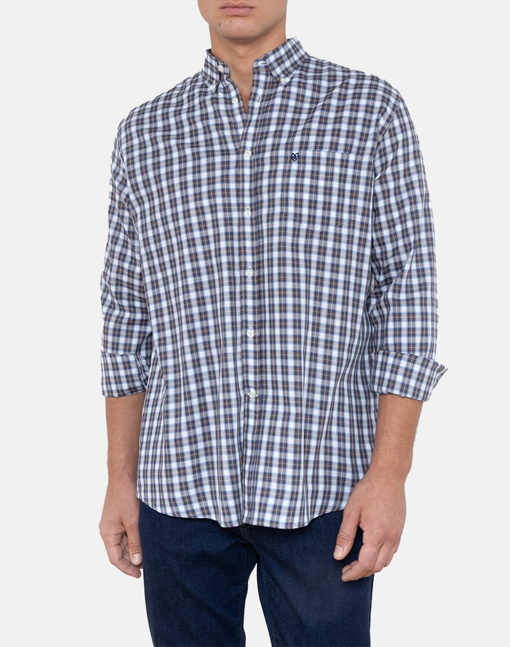 THE BOSTONIANS CAMASA MAVERICK TWILL REGULAR FIT MedCheck TWILL Button-down Regular FIT