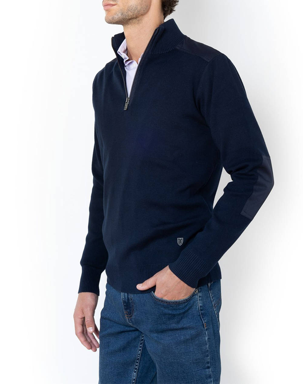 THE BOSTONIANS TRICOTAT DIN BUMBAC HALF-ZIP REGULAR FIT